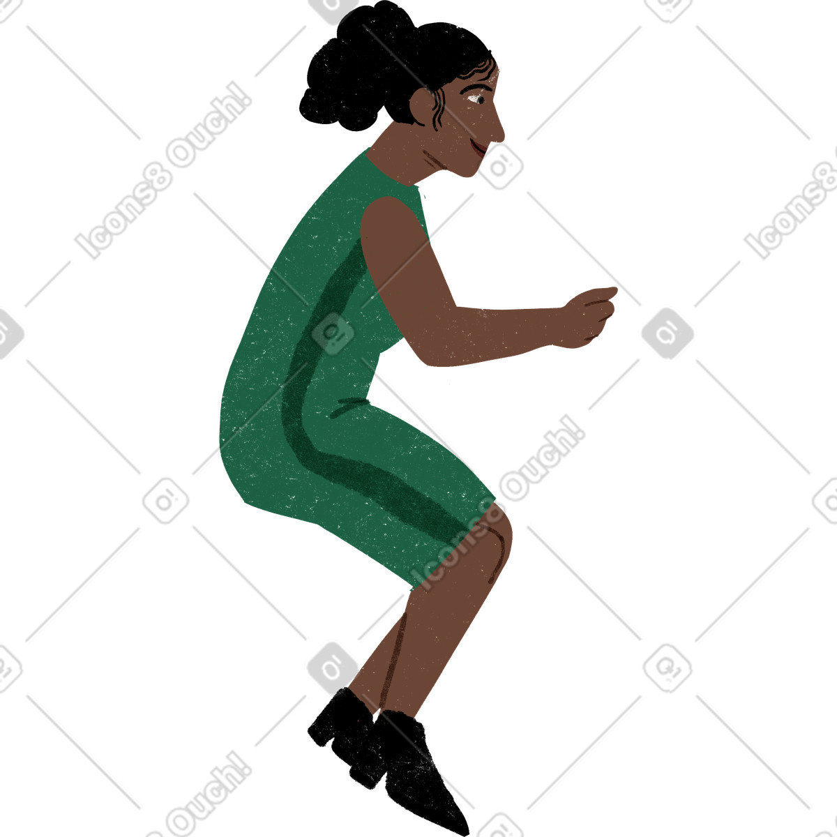 Woman in a dress sitting and smiling illustrazione stile Public scarica PNG, SVG