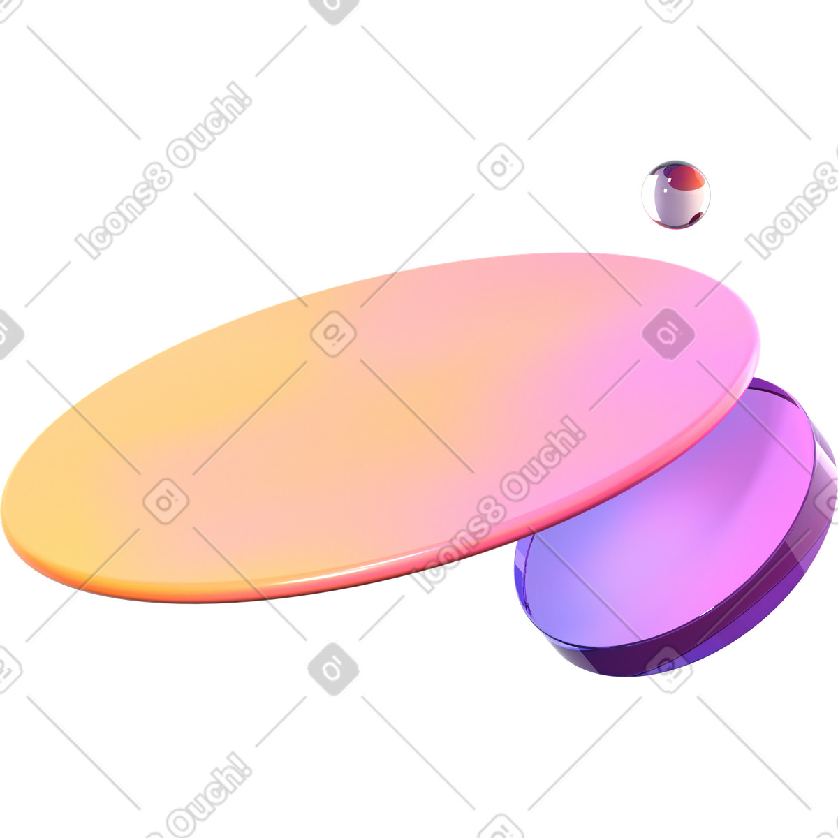 Ilustração de Lente gradiente e esfera vidro em no estilo 3D Glassy para baixar em PNG, SVG