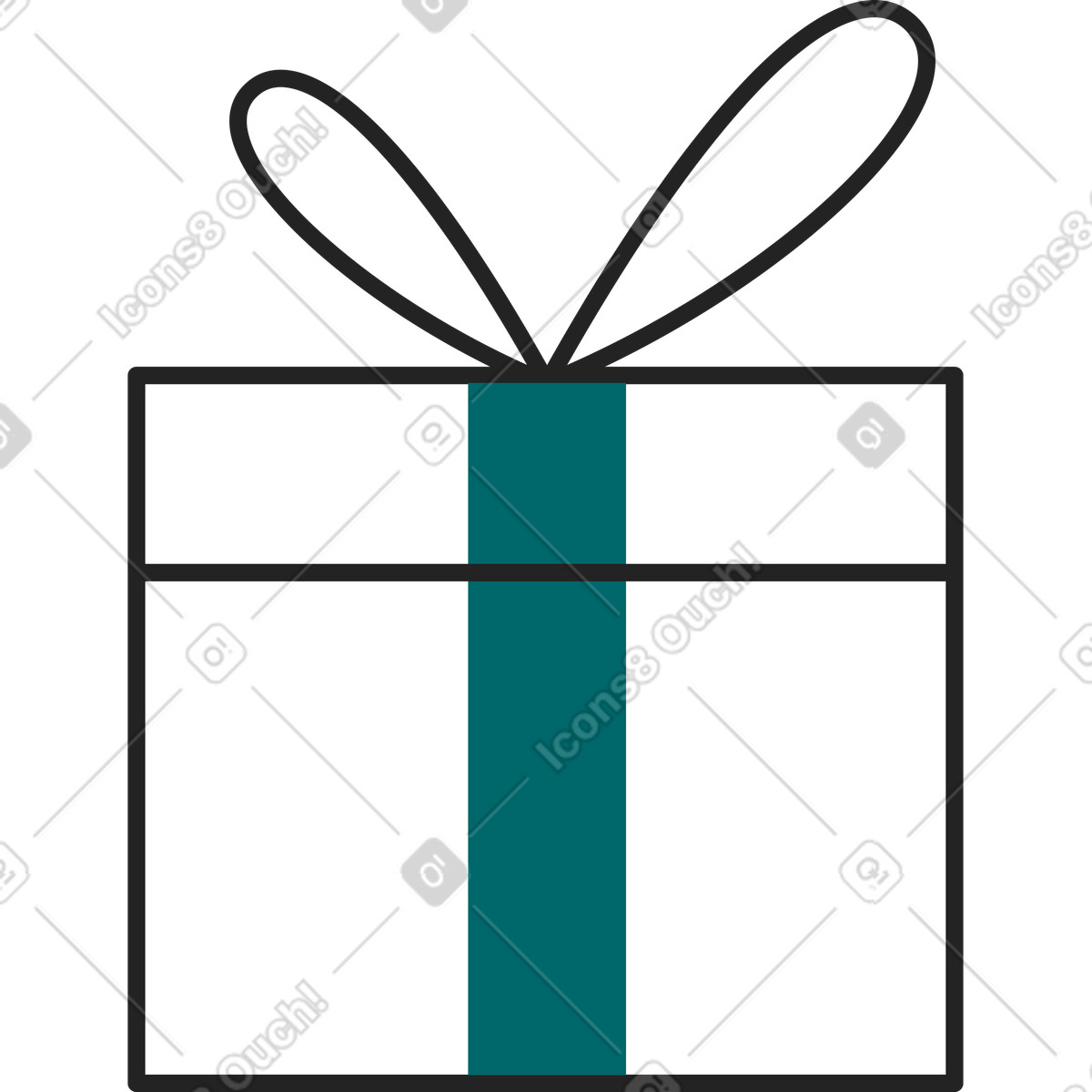 Geschenkbox mit schleife-Illustration im Sammy Line-Stil als Download in PNG, SVG