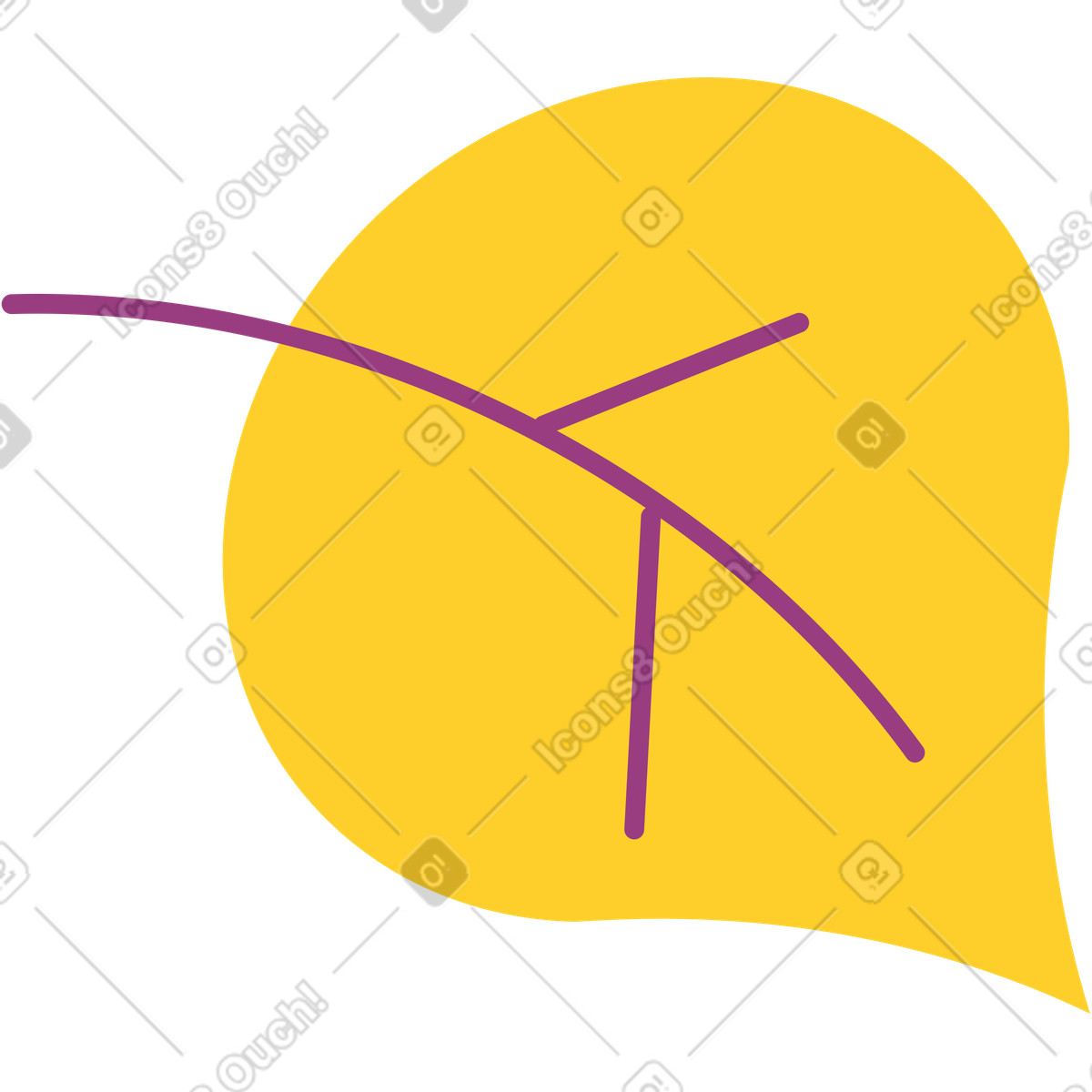 Gelbes blatt-Illustration im Sammy-Stil als Download in PNG, SVG