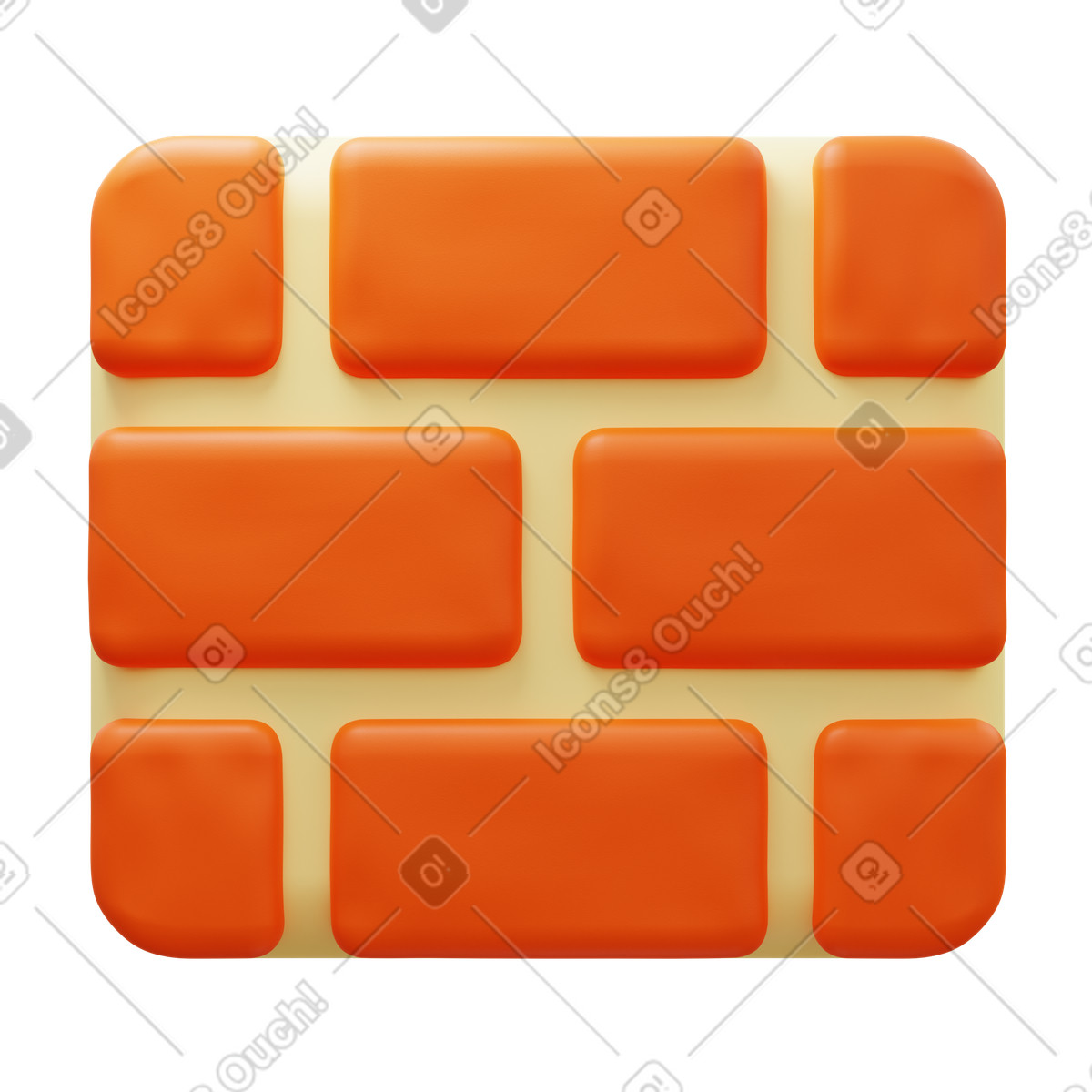 Brick wall illustration in 3D Fluency style download in PNG, SVG