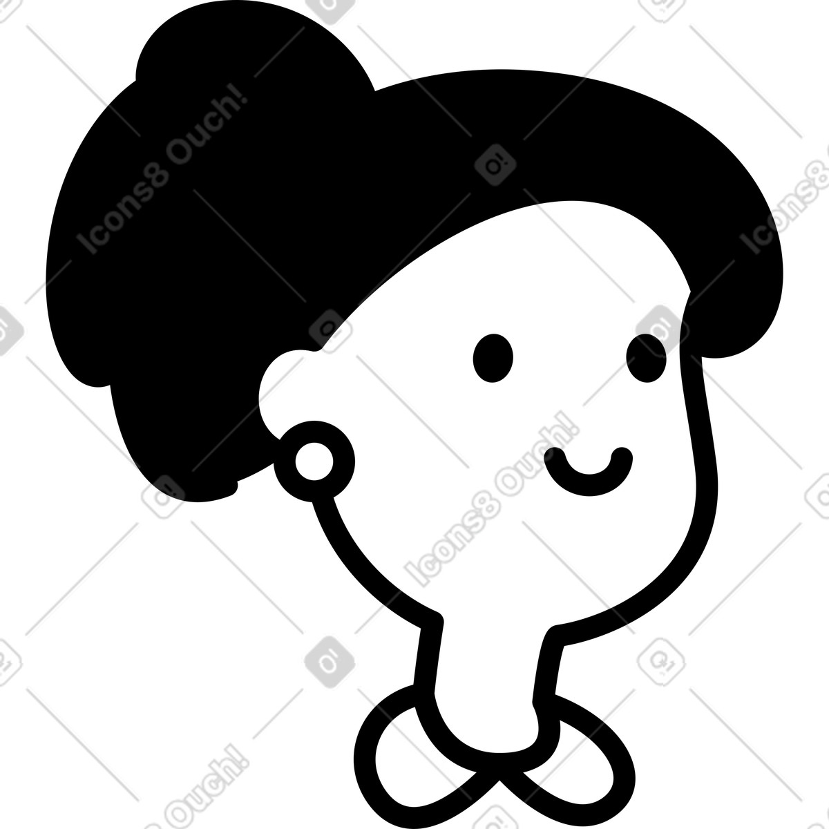 Иллюстрация Face smiling head with round eyes and simple curved mouth в стиле Notion Line Art — скачать в форматах PNG, SVG