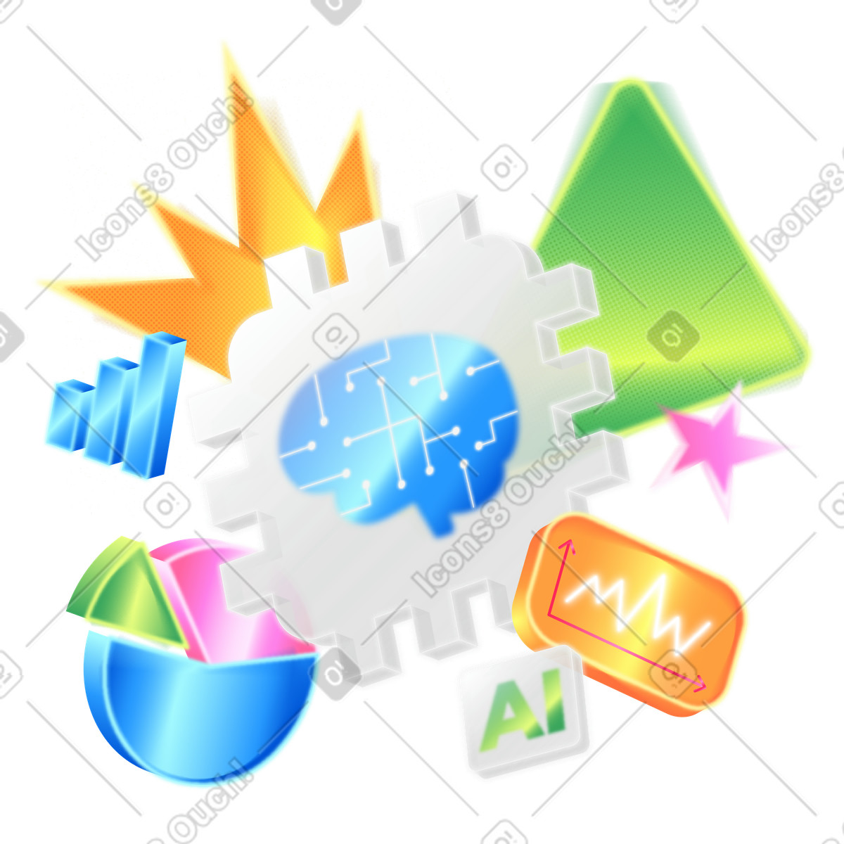 Data analytics with AI illustration in PNG, SVG
