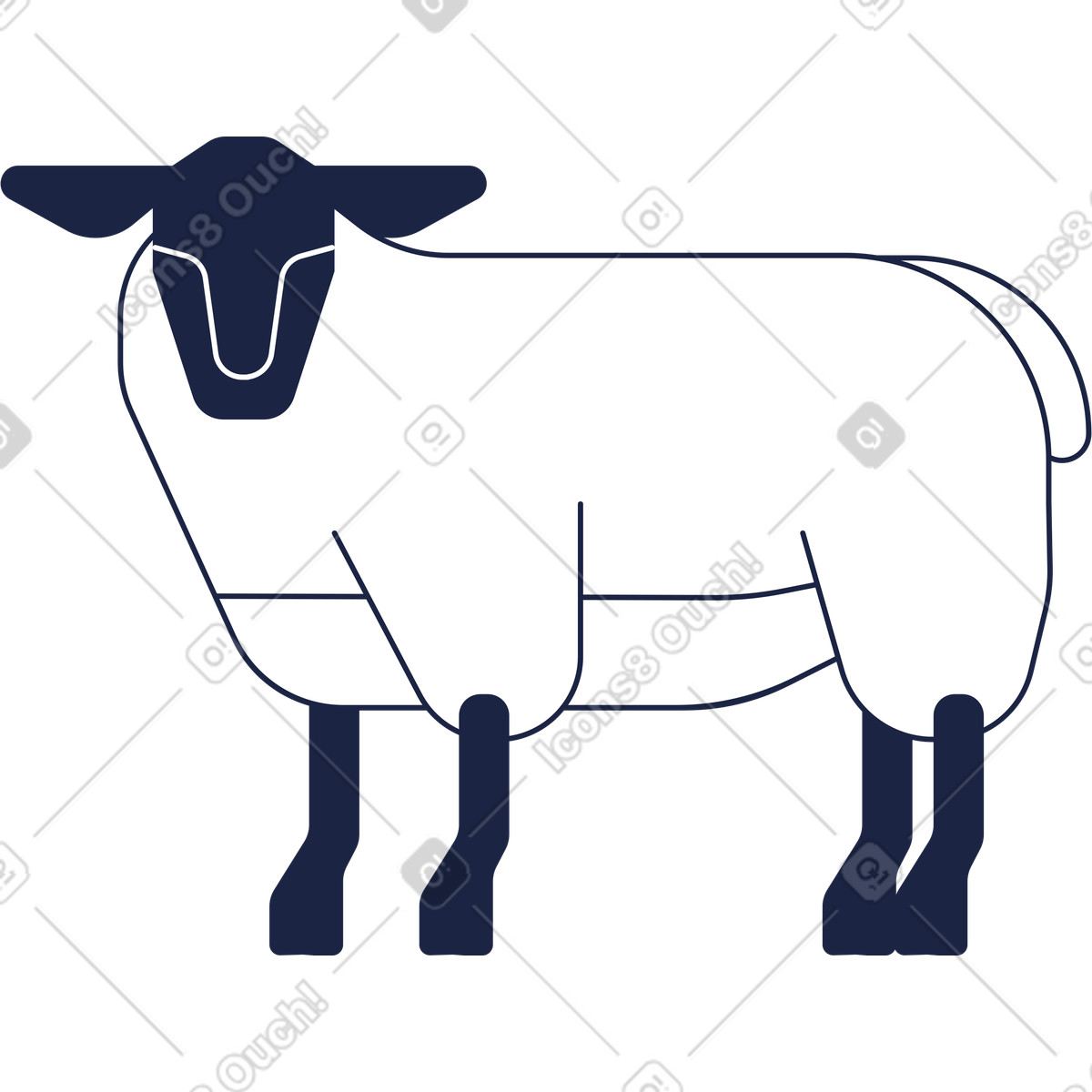 Ilustración Oveja en estilo Urban Line a descargar en PNG y SVG