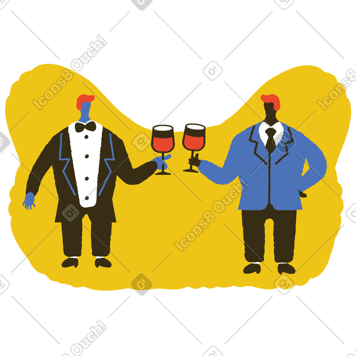 Ilustración Bebamos un poco de vino en estilo Bermuda a descargar en PNG y SVG