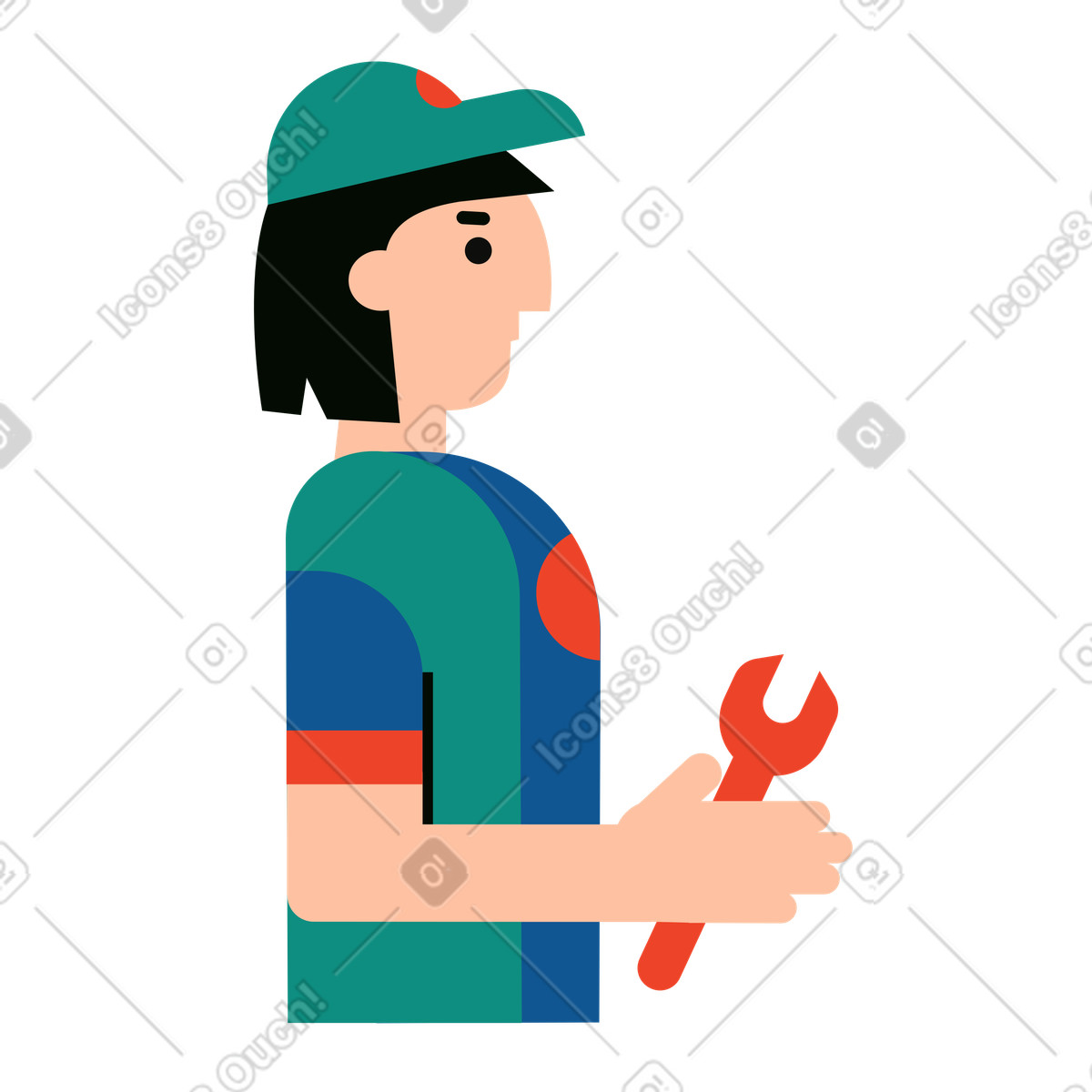 Mechaniker animierte Illustration im Polar-Stil als Download in GIF, Lottie (JSON), AE