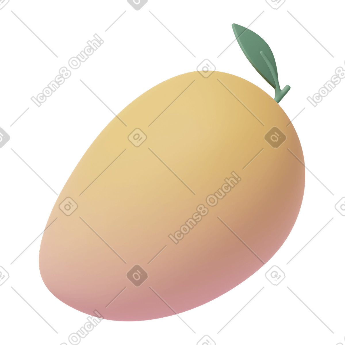 Yellow mango with leaf illustration in 3D Casual life style download in PNG, SVG