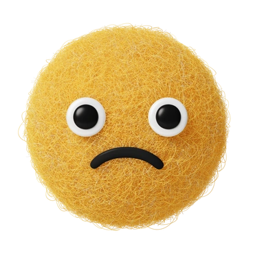 A sad yellow fuzzy ball with eyes - Fuzzy style illustration