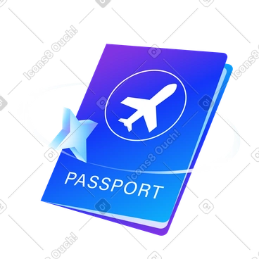 Ilustração de Viagens e imigração. passaporte e avião. em PNG e SVG