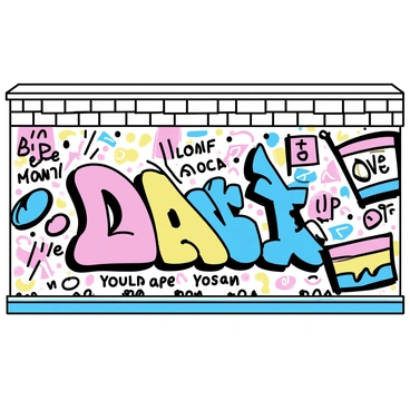 A city wall covered in graffiti, showcasing an array of colorful designs representing various gender identities. The artwork includes symbols like the rainbow flag, a trans pride flag, and other identity flags arranged prominently. Messages of acceptance such as "Love is Love," "Be Yourself," and "You Are Valid" are painted in bold letters. The background is a mix of vibrant colors with intricate patterns and shapes, enhancing the overall visual impact of the graffiti. The urban environment is suggested by the presence of bricks and concrete around the artwork.