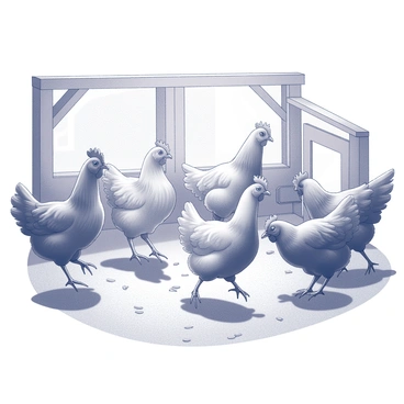 Chickens clucking cheerfully and chasing each other in a charming countryside coop