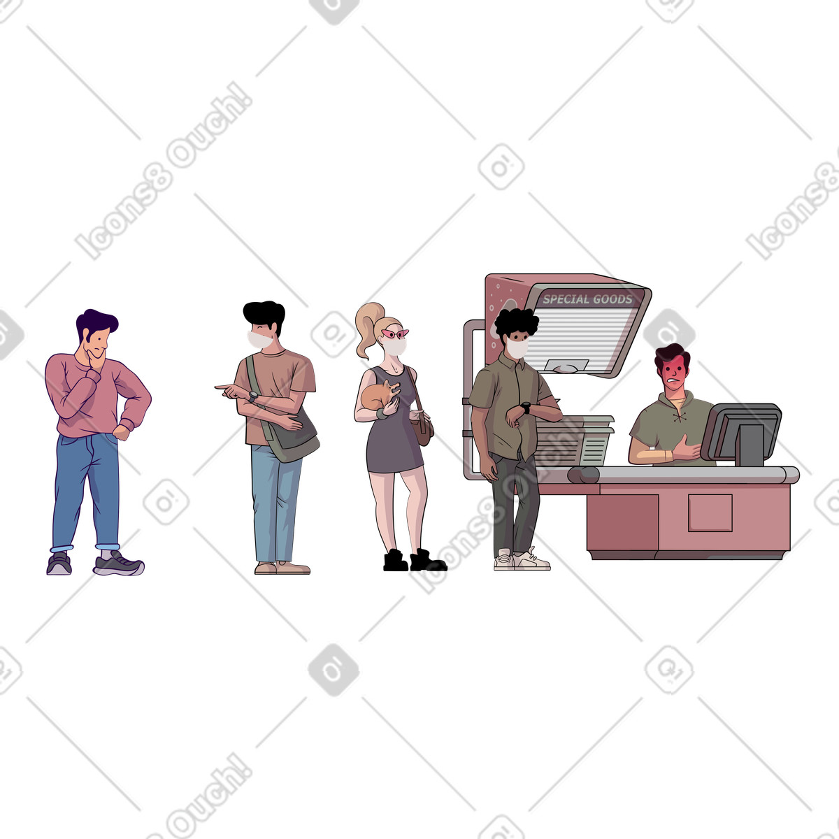 Ilustração de Mantenha distância em no estilo Eastwood para baixar em PNG, SVG