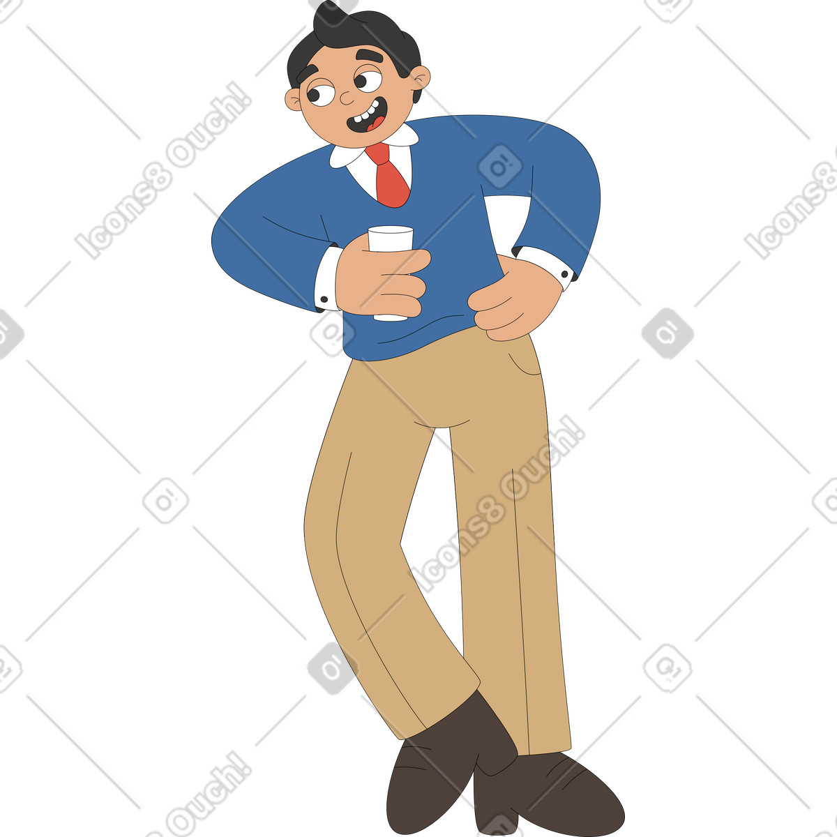 Uomo con acqua illustrazione in stile Sitcom scarica in PNG, SVG