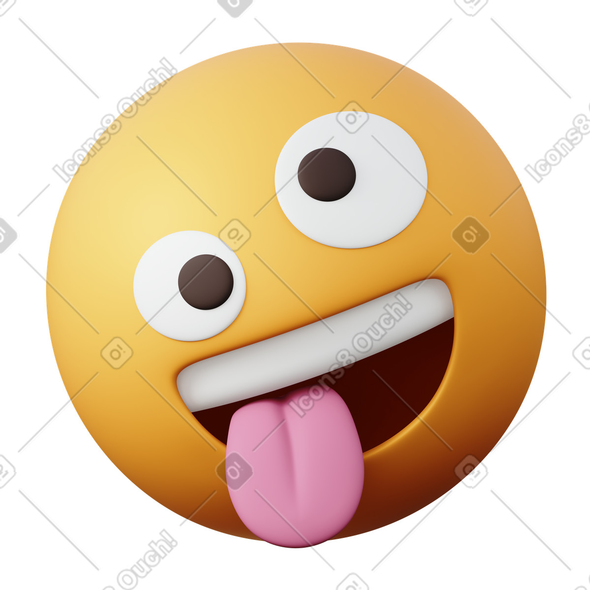 Ilustração de Emoji cara maluca em no estilo 3D Sugary para baixar em PNG, SVG