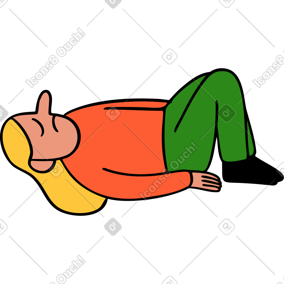 Donna triste sdraiata illustrazione in stile Comic scarica in PNG, SVG