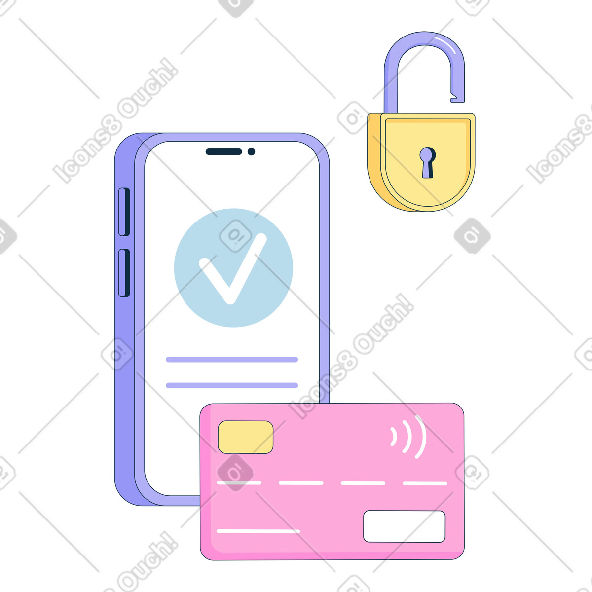 Secure Payment via Mobile Phone illustration in PNG, SVG