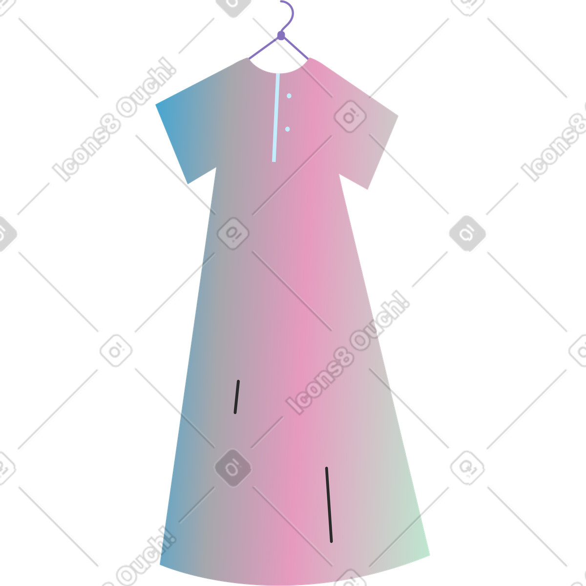 Marginalia スタイルの ハンギンググラデーションドレス のイラストをPNG、SVG形式でダウンロード