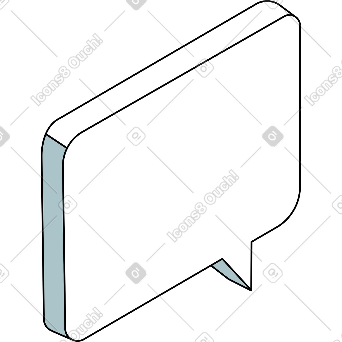 Speech bubble with grey sidewall illustration in Isometric style download in PNG, SVG