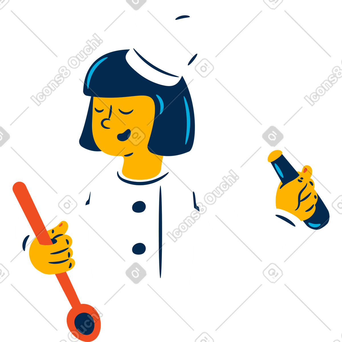Illustration Femme cuisinier dans le style Flame à télécharger aux formats PNG, SVG