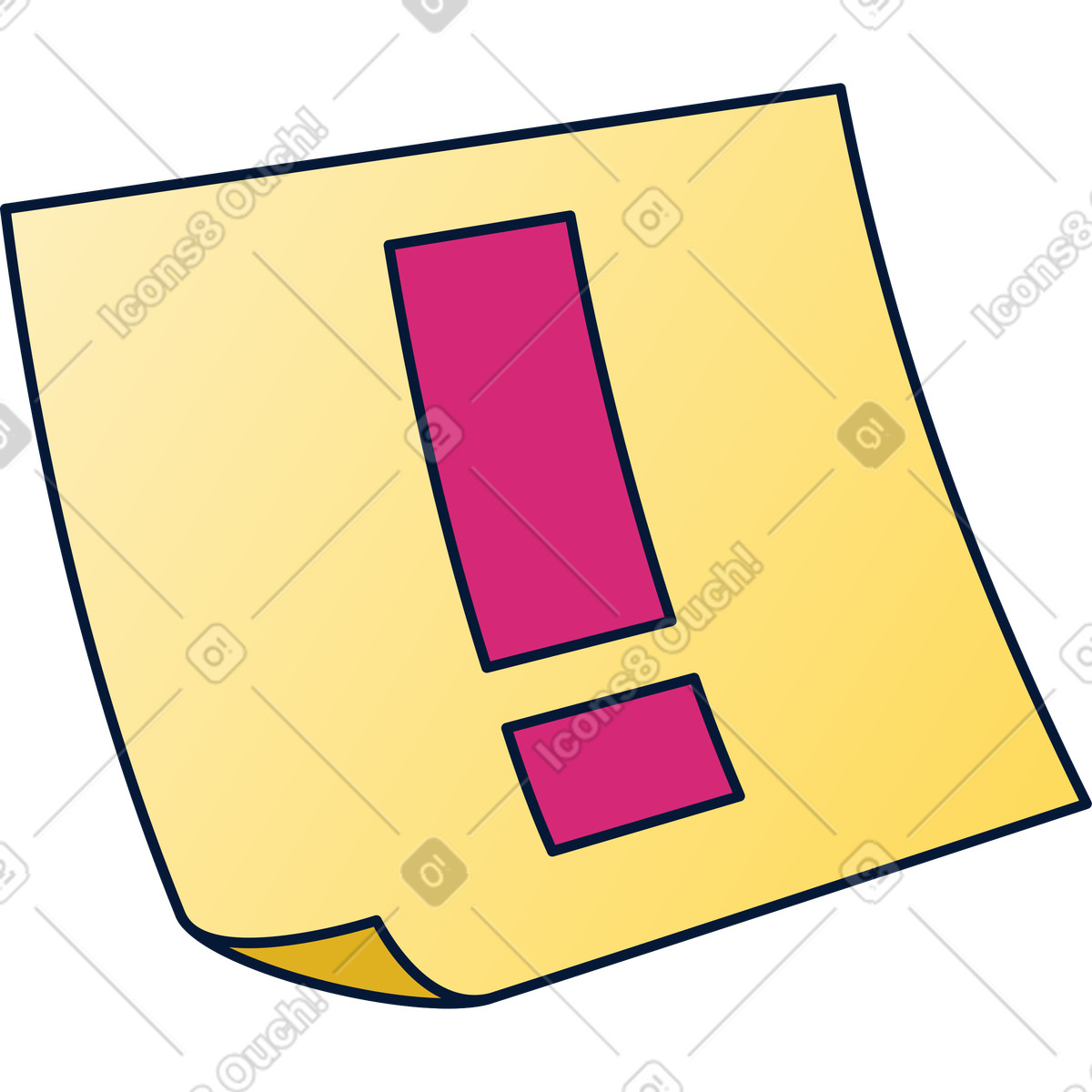 Note with exclamation mark illustration in PNG, SVG