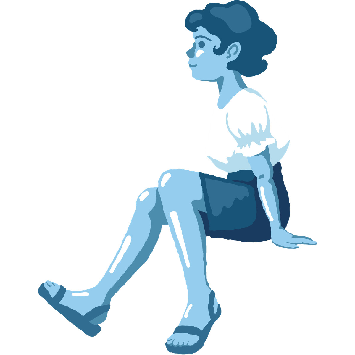 Ilustração de Girl sitting side view em no estilo Cherry para baixar em PNG, SVG