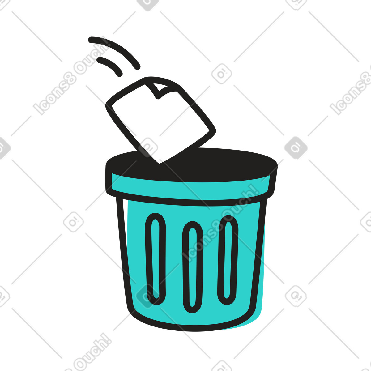 Throwing file in trash bin illustration Little style download PNG, SVG