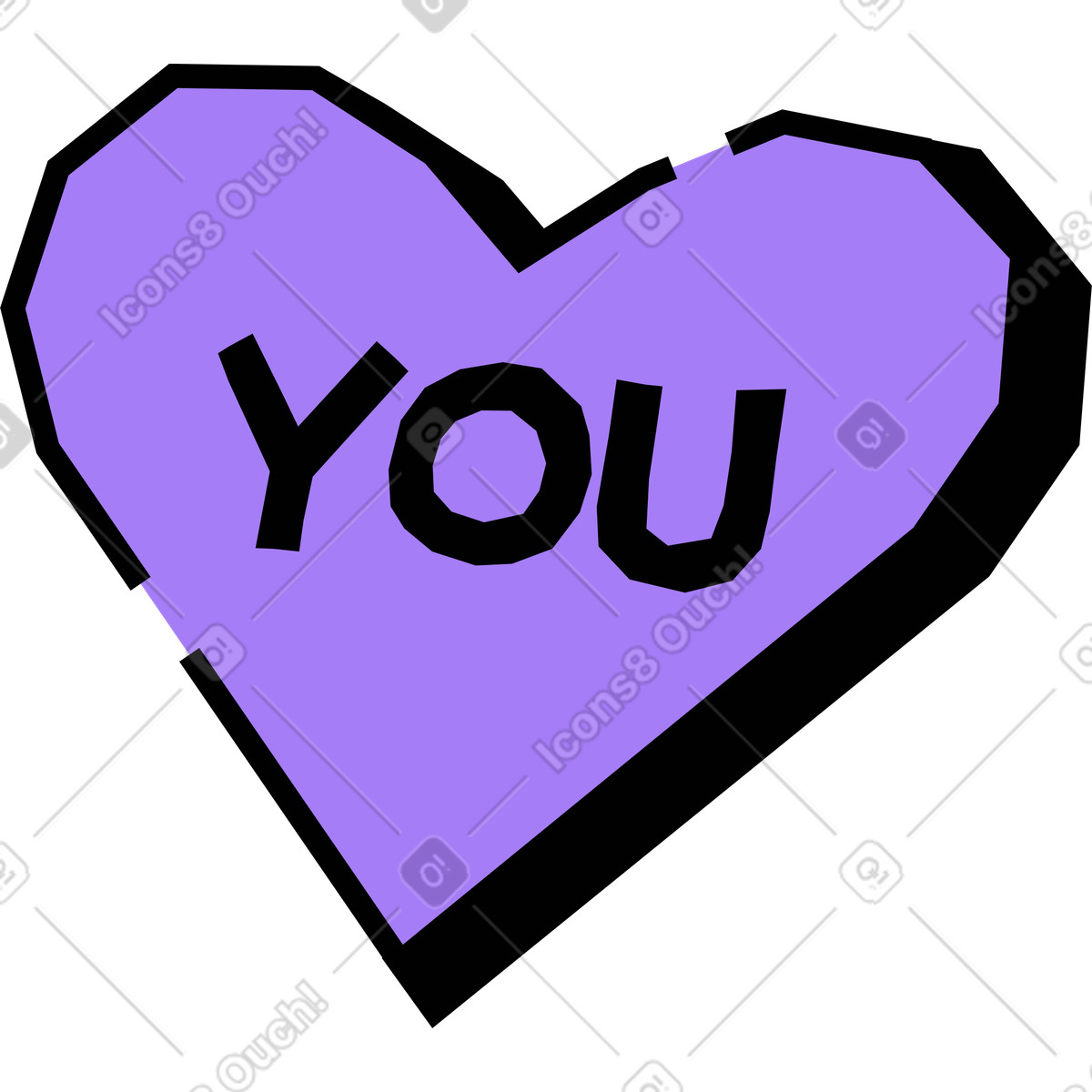 Heart with the word you illustration in Amethyst style download in PNG, SVG