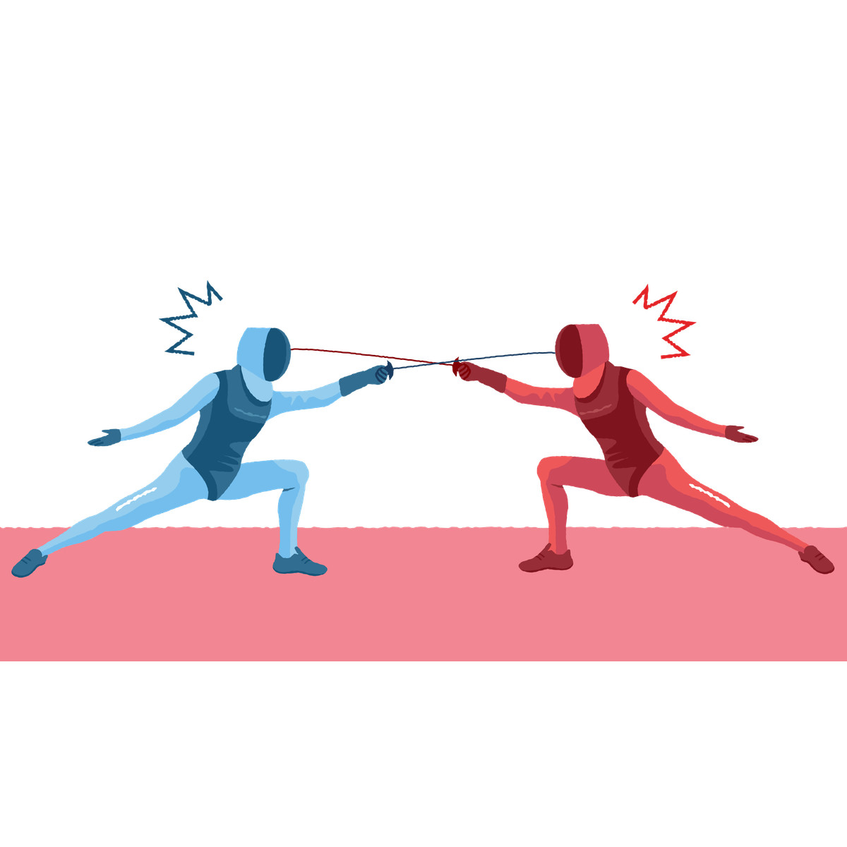 Illustration Deux personnes en compétition dans un match d'escrime le style Cherry à télécharger aux formats PNG, SVG