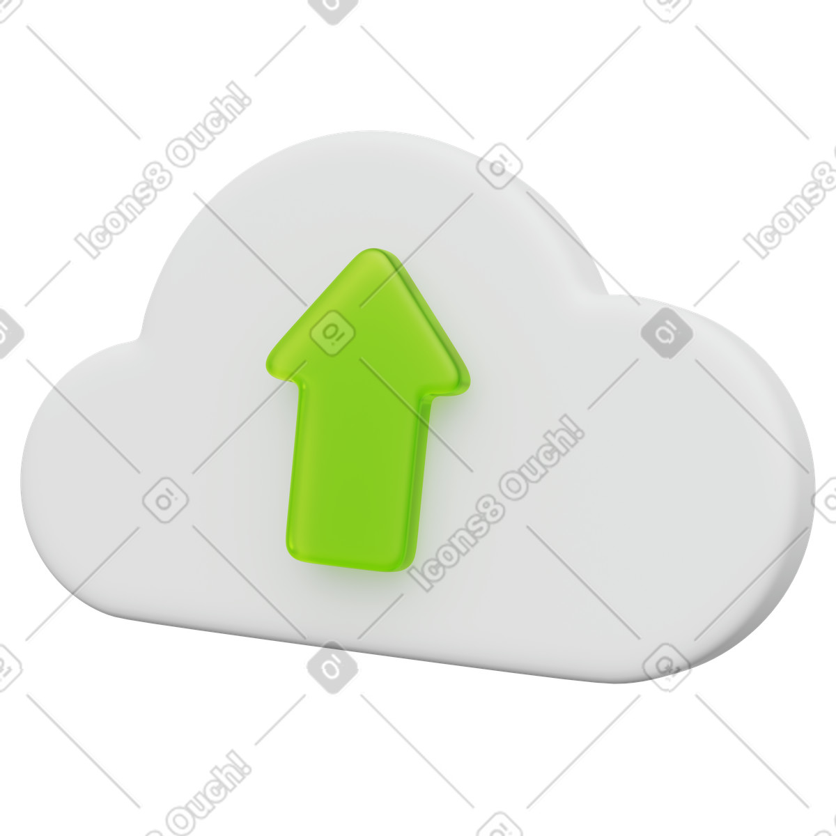 Ilustração de File transfer to cloud storage platform with upload arrow em no estilo 3D Playful para baixar em PNG, SVG