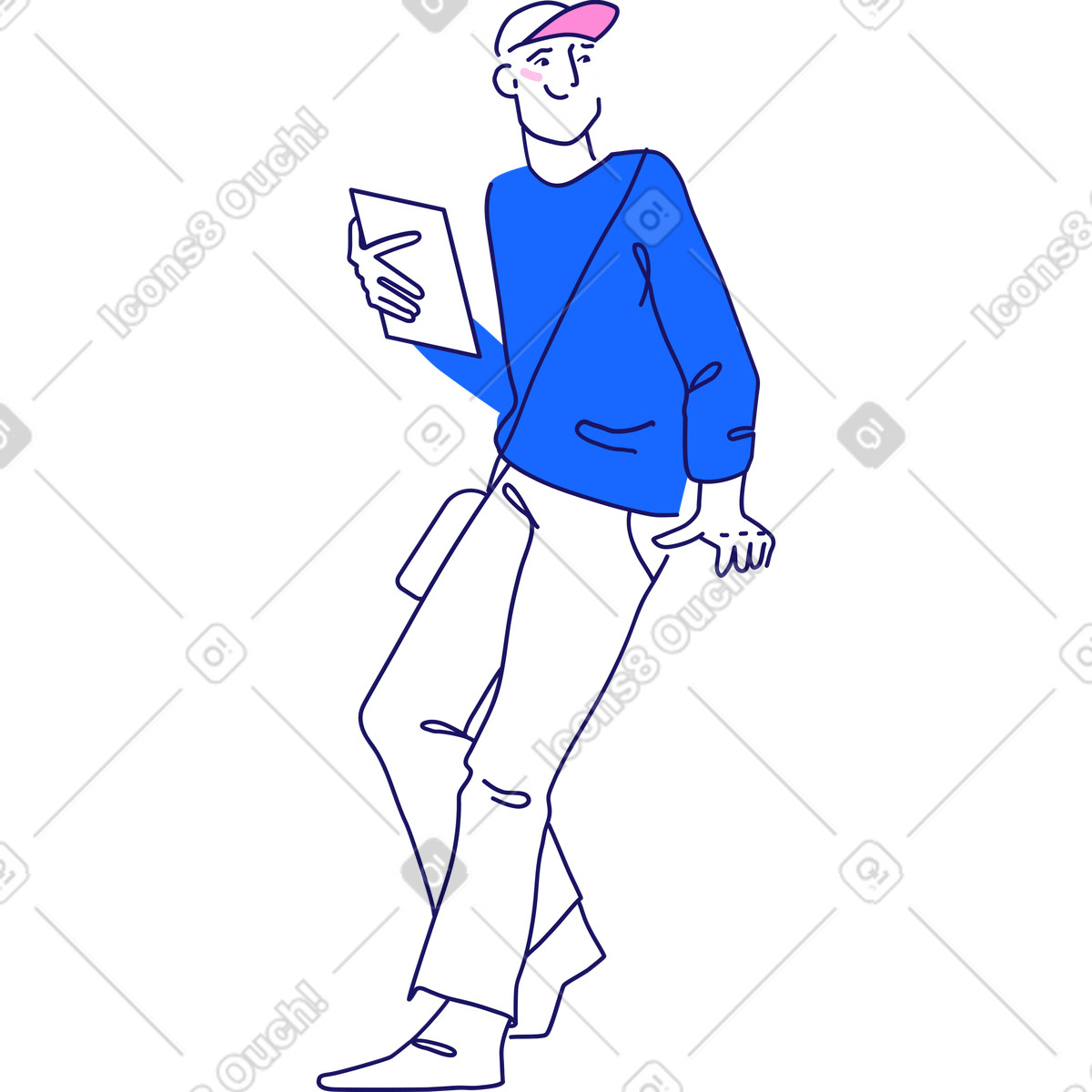 Ilustração de Homem com uma bolsa segurando um documento em no estilo Matey para baixar em PNG, SVG