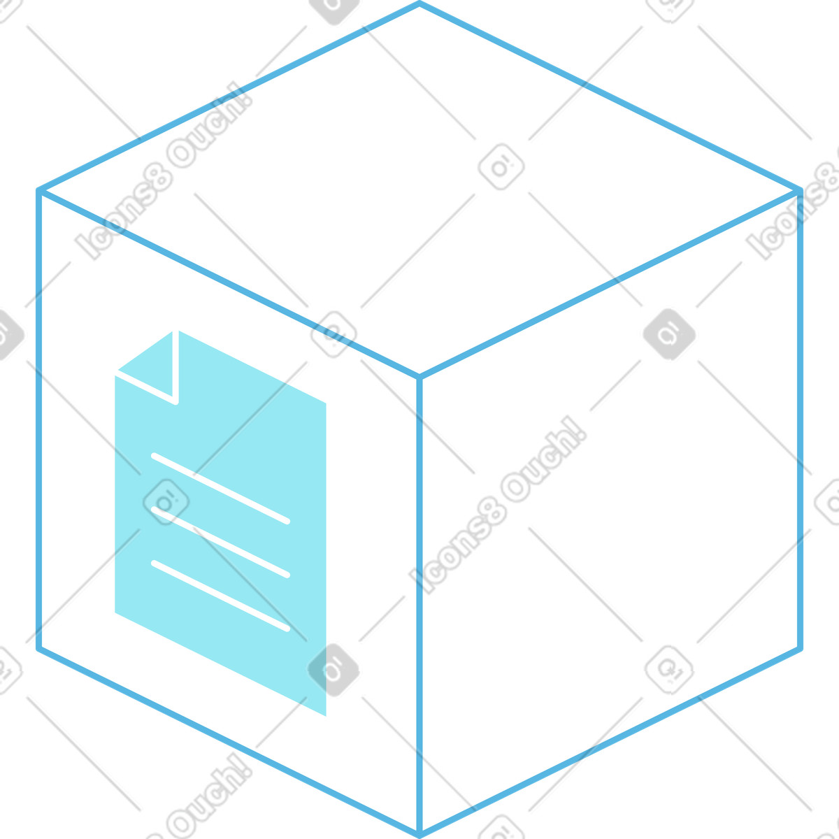 Ilustración Cubo con icono de documento en estilo Florid a descargar en PNG y SVG