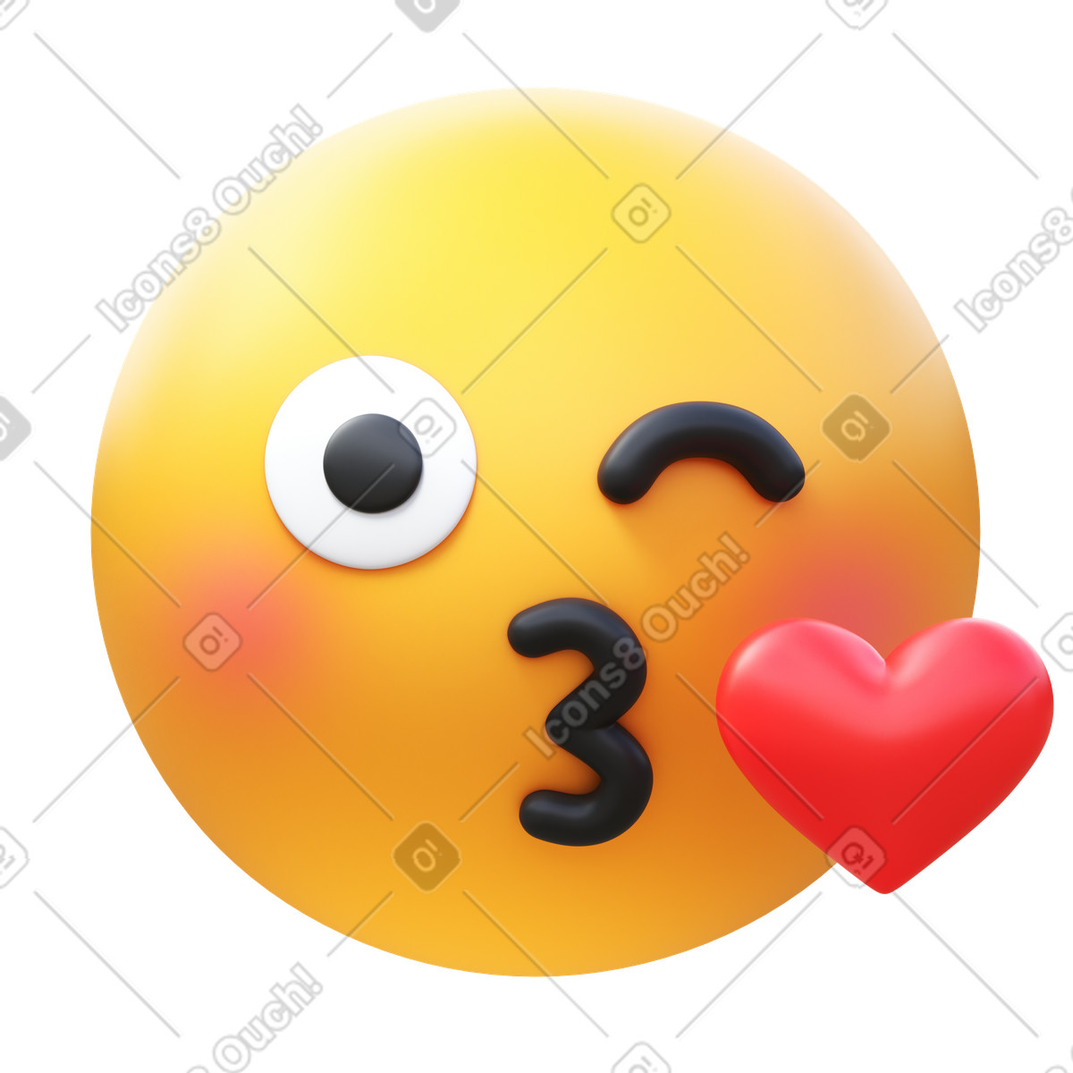 3D Fluency 스타일의 Face blowing a kiss 일러스트레이션 PNG, SVG 다운로드
