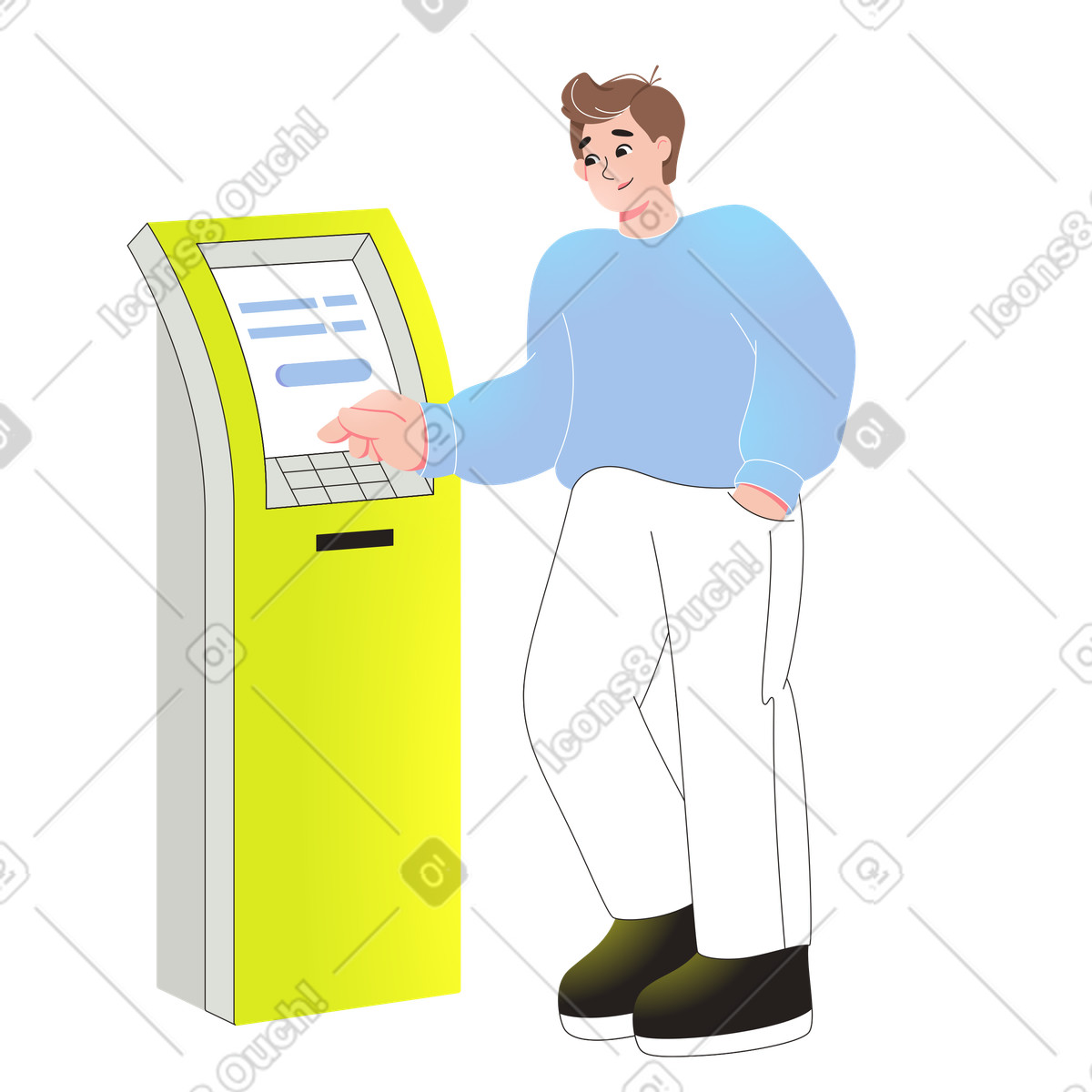 Man using ATM for banking transaction illustration in PNG, SVG