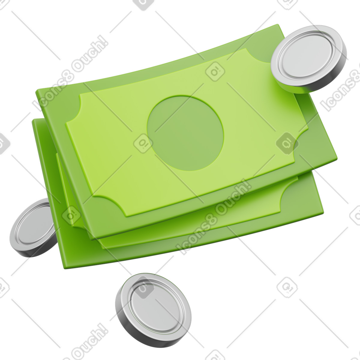 Illustration Financial wealth with cash money bundle dans le style 3D Playful à télécharger aux formats PNG, SVG