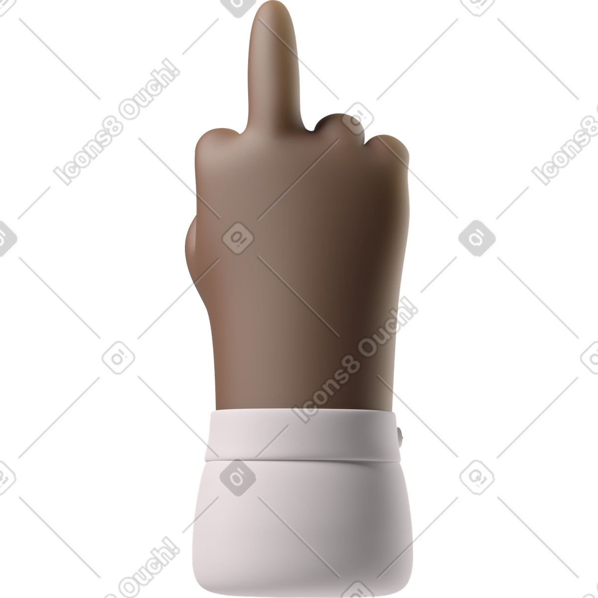 Ilustración Mano de piel negra que muestra el dedo medio en estilo 3D Hands Fun&Wild a descargar en PNG y SVG