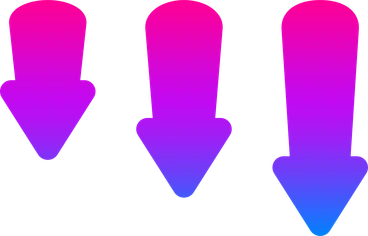 Three downward arrows in gradient pink to blue - Vibrant style illustration