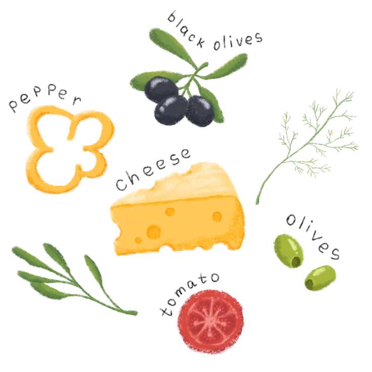 A grocery bag filled with fresh vegetables - Toscana style illustration