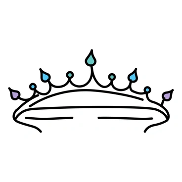 An elegant tiara adorned with small cabochon gems sparkling in sunlight