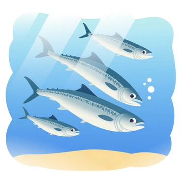 A group of sleek barracudas is swimming rapidly through clear blue waters. Their elongated bodies are shimmering with silver scales that catch the light, creating a dazzling effect. The barracudas are arranged in a dynamic formation, with some angled slightly upwards as they dart through the water. Sunlight filters down from the surface, illuminating the scene and casting soft ripples of light on the sandy ocean floor below. Bubbles trail behind the fish as they move, adding to the sense of speed and motion in the vibrant underwater environment.