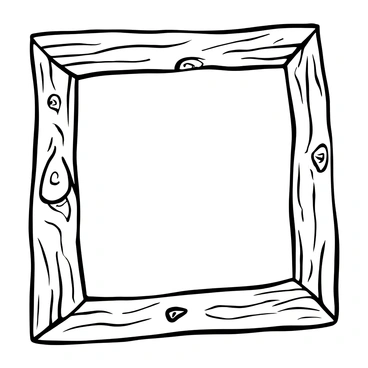 A natural-looking frame crafted from aged, textured wood, displaying visible knots and grains. The frame is rectangular with a slightly weathered appearance, emphasizing its rustic charm. It holds a blank canvas, ready for artwork, and is set against a plain background.