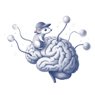 An adventurer mouse exploring the different regions inside its own brain