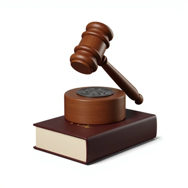 A wooden gavel with a polished finish is poised above a circular emblem that reads "'4th Amendment'" in bold, clear letters. The emblem is intricately designed, featuring elements that represent justice and legal principles. Below the emblem, there is a thick, leather-bound book of law, its cover embossed with gold lettering. The scene captures the moment just before the gavel strikes the emblem, creating a sense of tension and importance. The book lies open, revealing pages filled with legal text, suggesting a rich narrative of law and order.