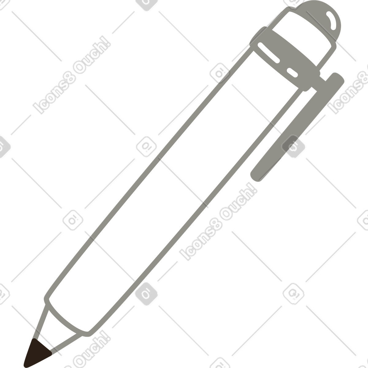Plain スタイルの 灰色の鉛筆 のイラストをPNG、SVG形式でダウンロード