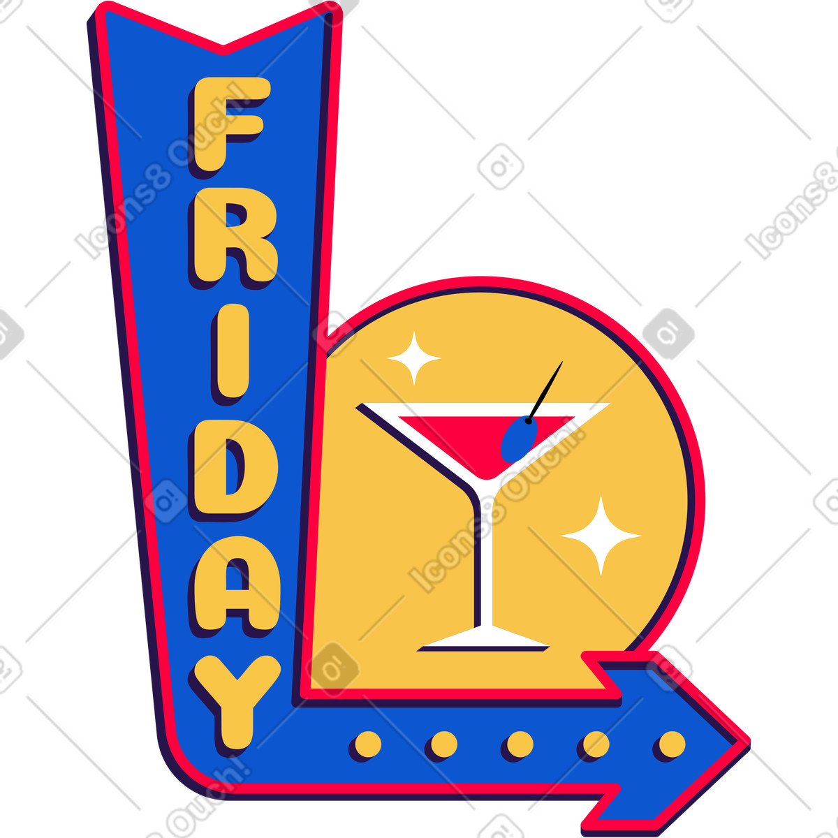 Lettering friday on the road sign text illustration in style download in PNG, SVG
