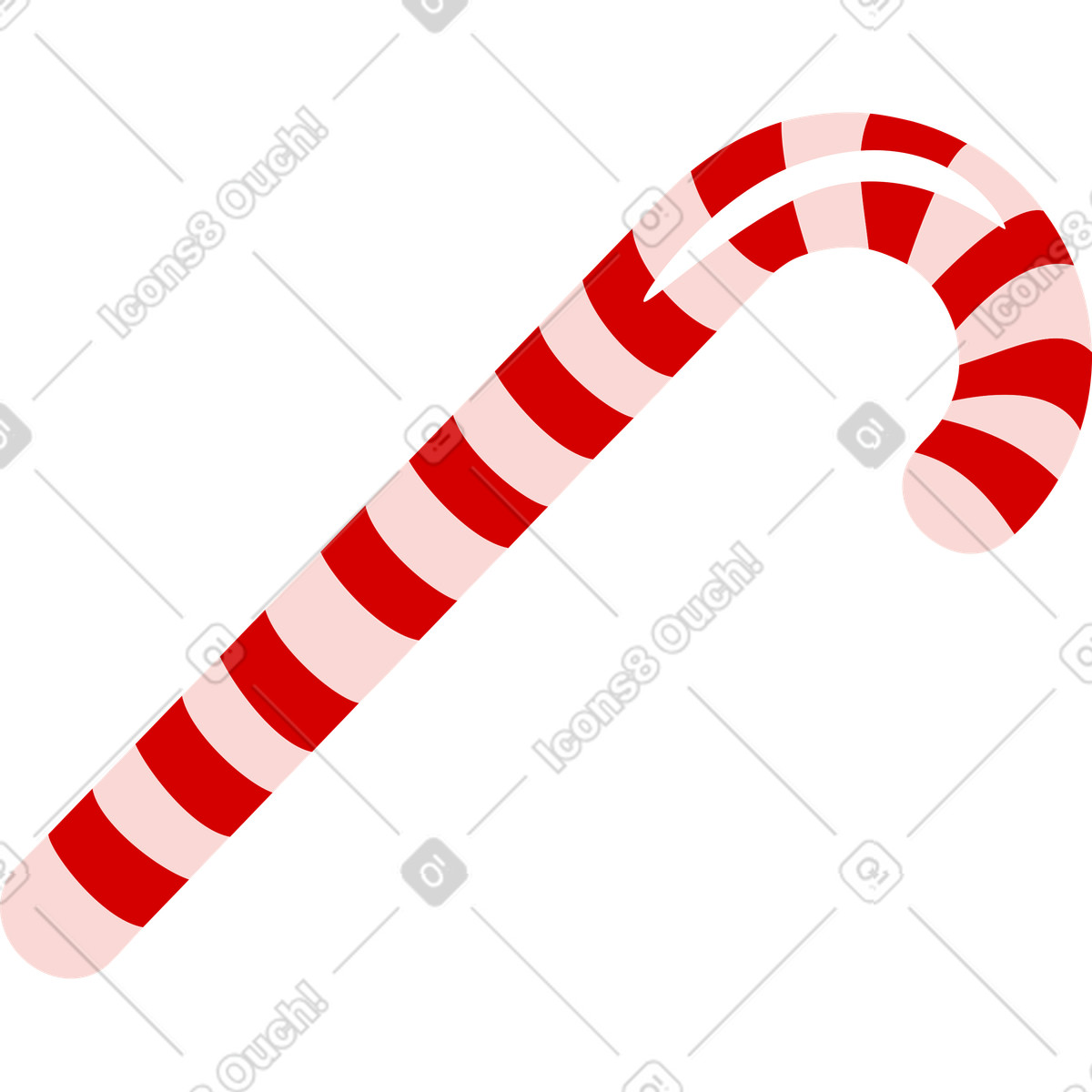 Lagom スタイルの 縞模様のクリスマス キャンディー杖 のイラストをPNG、SVG形式でダウンロード