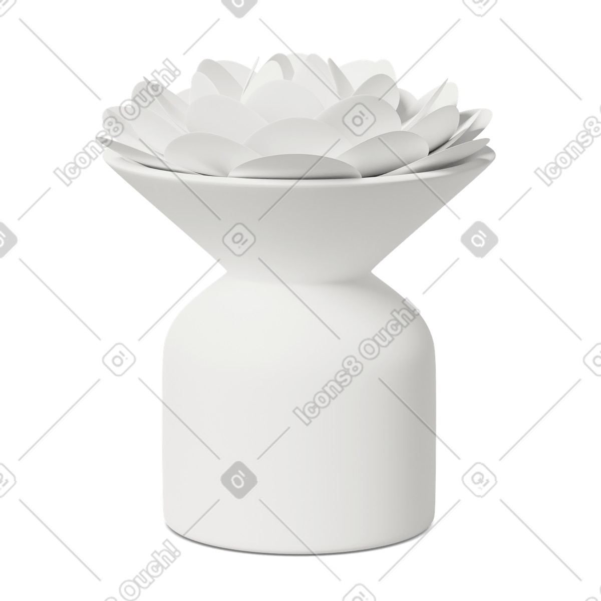 3D Casual life スタイルの Vase with white flower のイラストをPNG、SVG形式でダウンロード