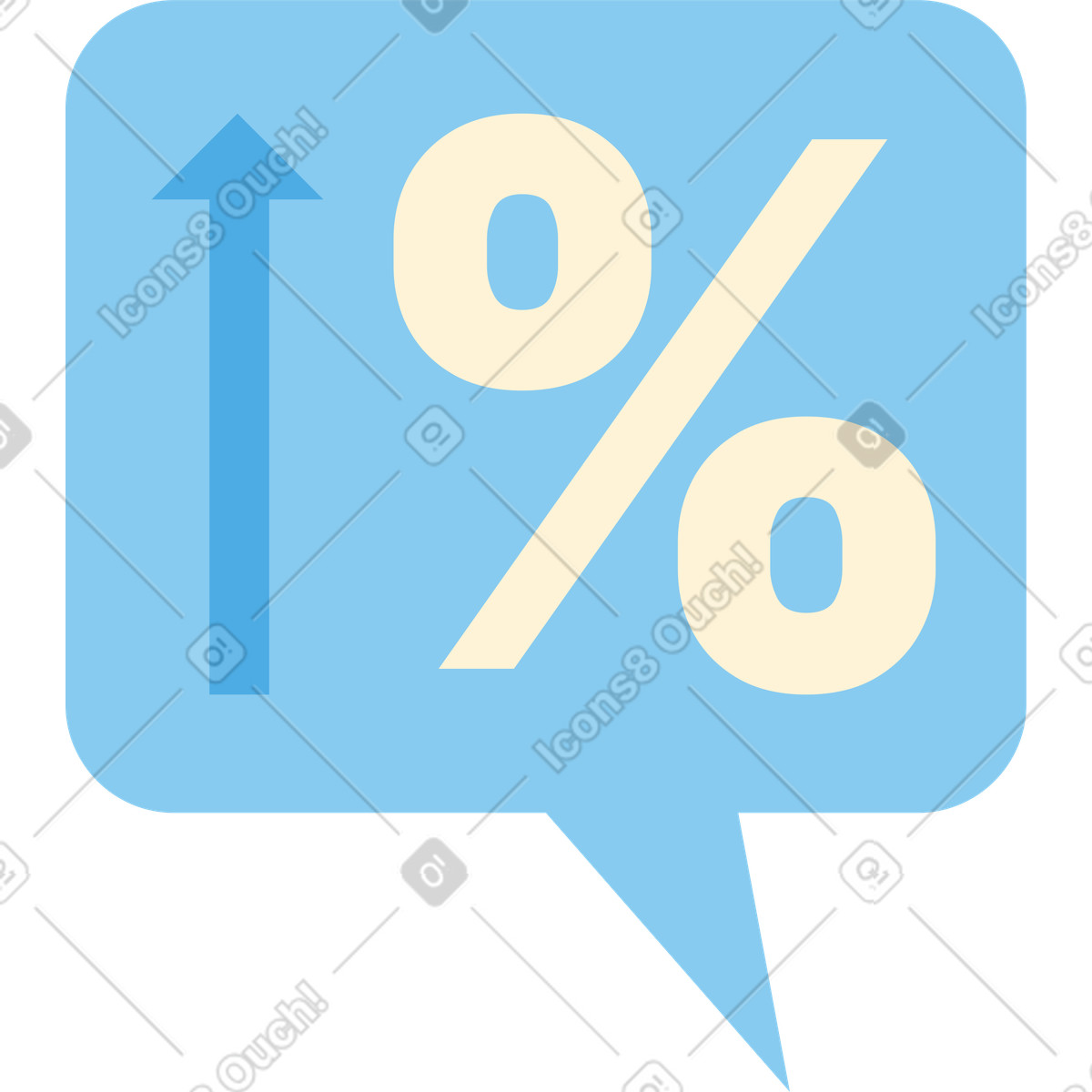 Illustration Bulle de dialogue avec des pourcentages et une flèche dans le style Catchy à télécharger aux formats PNG, SVG