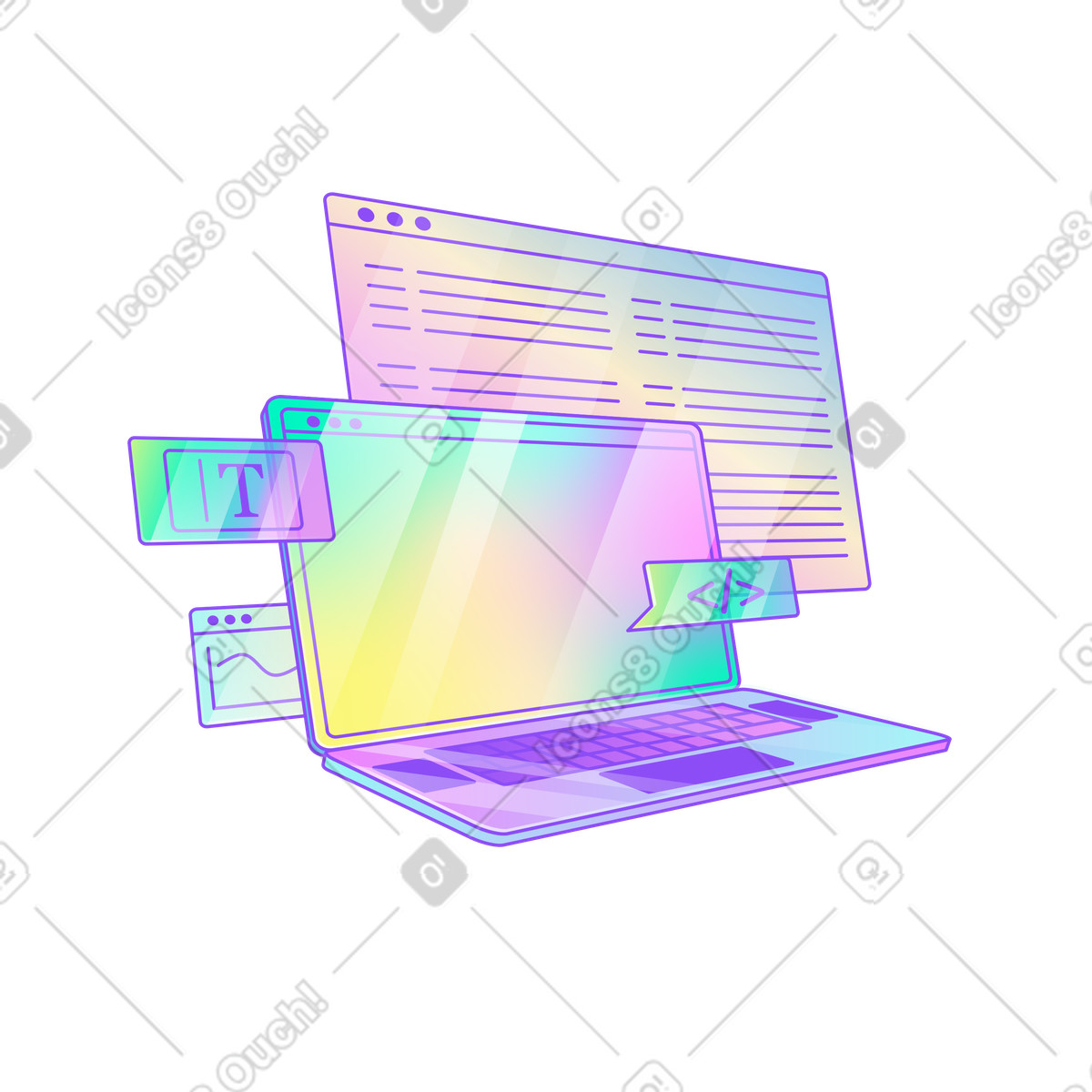 Website and software development, coding, programming illustration in PNG, SVG