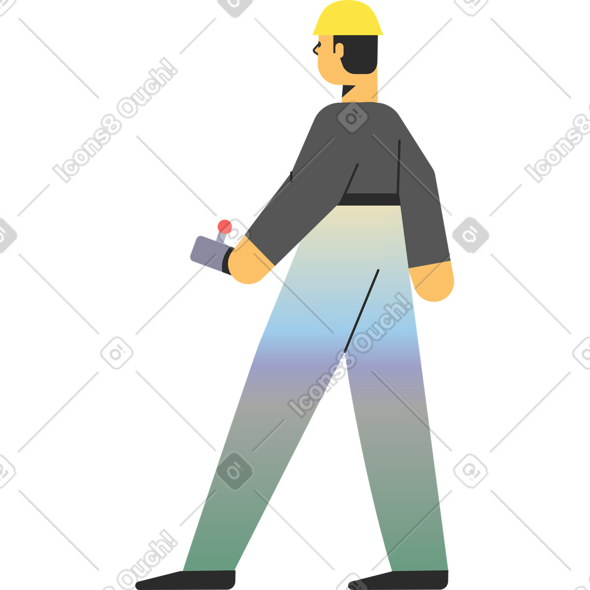 Ilustración Constructor en un casco con control remoto sus manos estilo Marginalia a descargar PNG y SVG