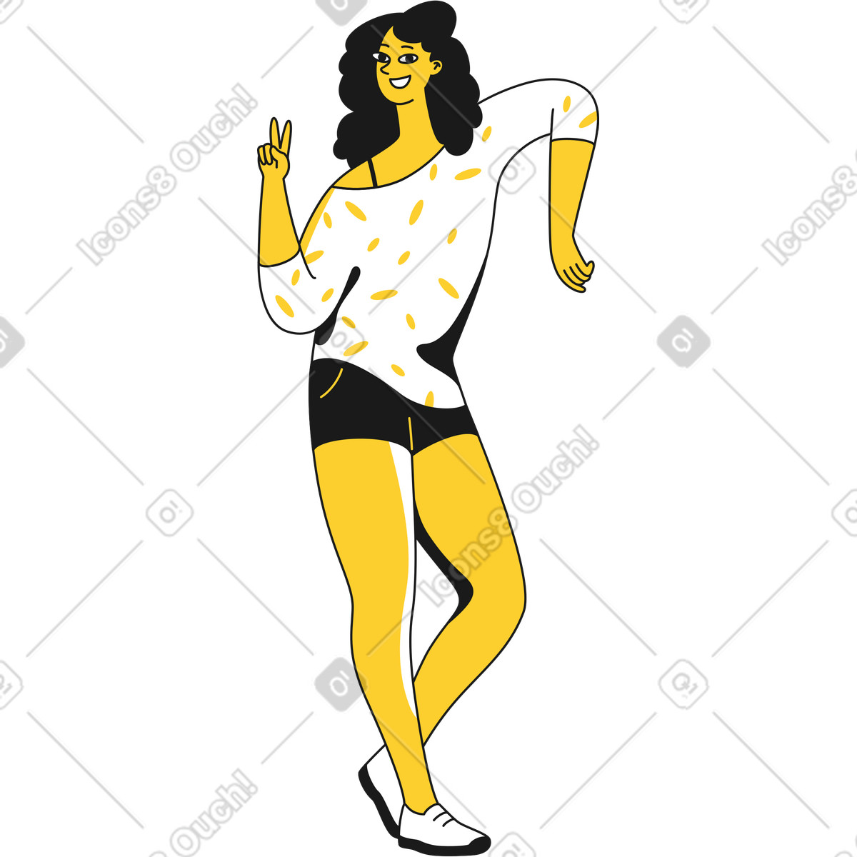 下载 Taxi 风格的 穿着短裤的开朗女孩 插画，支持 PNG、SVG 格式